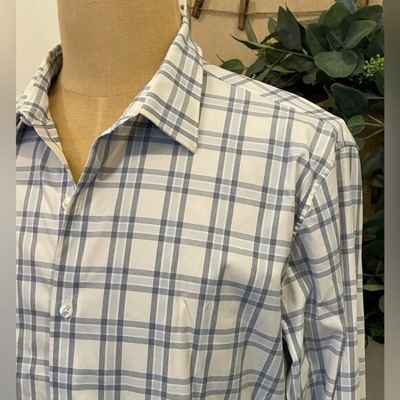 Bonobos Grey/Blue Check Button Down Slim Fit Shirt XL - Picture 2 of 8